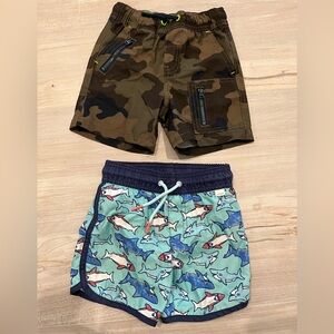 Cat & Jack Camouflage and Shark Print Shorts Set Size 2T